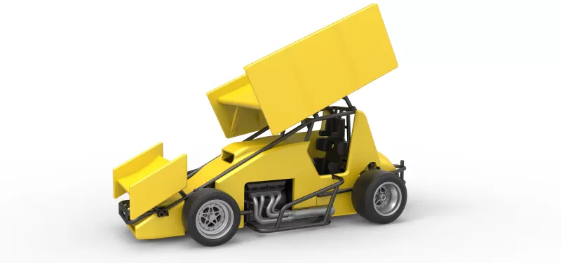 Pflaster geflügelt Sprint Wagen Rahmen 1 25 3d Drucken Modell Spielzeug druckbar drucken Rennen Druckguss skaliert Sprintauto Schnellstraße geflügeltes 3D print model - Mito3D