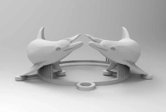 colgante pendiente delfín 3d impresión modelo trío Arte joyería joya printing 3d print model - Mito3D