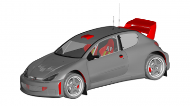 peugeot 206 wrc motors & transport 3D printing model, file, printable design, 3d print, Peugeot WRC 3d print model - Mito3D