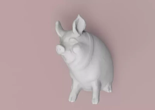 cerdo 3d impresión modelo trío Arte animal juguete printing 3d print model - Mito3D