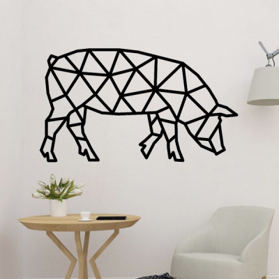 porc polygonal mur décor art animal géométrique 3D print model - Mito3D