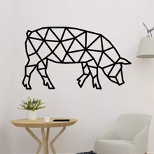 porco poligonal parede decoração 3d impressão modelo trio animal geométrico 3d print model - Mito3D