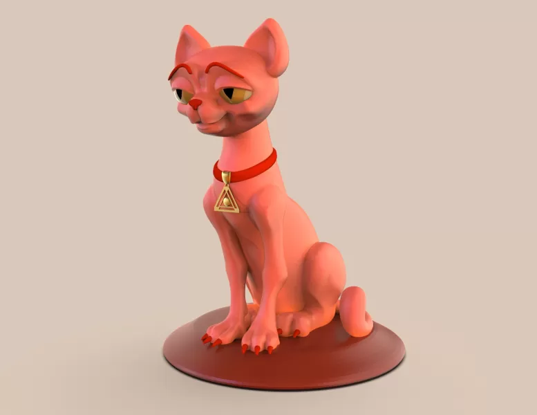 rosado gato 3d impresión modelo trío animal dibujos animados mascota gatito 3D print model - Mito3D