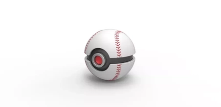 pokeball baseball style 3d printing model - threeding toy container printable anime print pokemon concept 3d print model - Mito3D