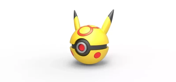 pokebola Pikachu mal versión 3d impresión modelo pelota juguete envase imprimible anime pokemon concepto pikachu malvado 3d print model - Mito3D