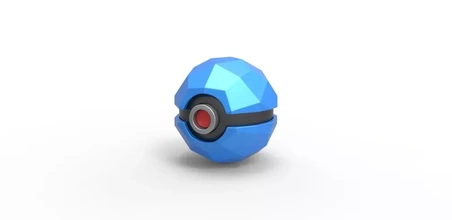 pokeball polygonal forme 3d impression modèle trio jouet imprimable anime Pokémon polygone 3d print model - Mito3D