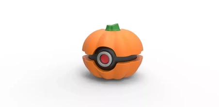 pokeball pumpkin 3d printing model - threeding halloween toy container printable anime print pokemon concept 3d print model - Mito3D