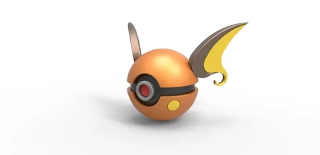 pokeball Raichu 3d impression modèle trio jouet imprimable Pokémon pokéball raichu 3d print model - Mito3D