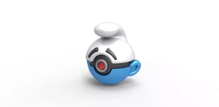 pokebola smurf 3d impressão modelo trio brinquedo recipiente imprimível anime Smurfs Pokémon conceito 3d print model - Mito3D