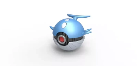 pokebola wailord 3d impressão modelo trio brinquedo recipiente imprimível anime baleia Pokémon conceito wailordpokemon 3d print model - Mito3D