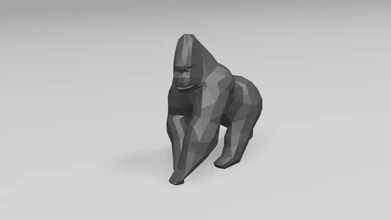 poly gorilla 3d printing model - threeding art decoration animal toy mammal low-poly desk ape monkey africa strong wild life strength primate 3d print model - Mito3D
