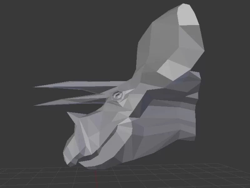 poly tricératops tête 3d impression modèle trio 3D print model - Mito3D