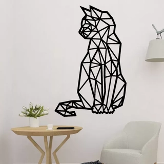 poligonale gatto 2d arredamento 3d stampa modello parete decorazione arte pannello 3d print model - Mito3D