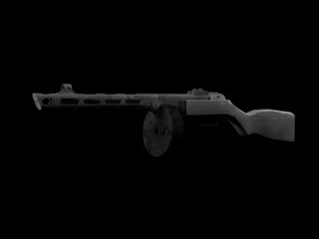 ppsh 3d printing model - threeding gun low-poly 3d print model - Mito3D