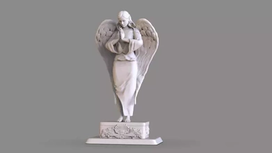 praying angel 3d printing model - threeding sculpture statue religion angels wings 3d print model - Mito3D