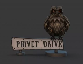 alfeneiro dirigir placa 3d impressão modelo trio pássaro Magia atormentar oleiro coruja Hogwarts Banco 3d print model - Mito3D