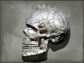 punk cráneo lado de la pared art 3D modelo impresión, impresión en archivo, imprimibles 3D, diseño 3d, el cráneo, arte, punk, pared, decopration 3d print model - Mito3D