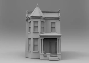 rainha anne estilo casa varanda 3d impressão modelo trio arquitetura print printing 3d print model - Mito3D