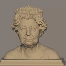 rainha elizabeth fracasso 3d impressão modelo trio Unidos real reino Rainha Isabel coroa retrato estátua escultura 3d print model - Mito3D