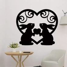 conigli cuore 2d arredamento 3d stampa modello treding arte decorazione parete animale geometria selvaggio coniglio geometrico illusione 3d print model - Mito3D
