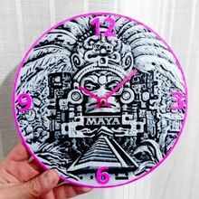 reloj l'horloge Maya 3d impression modèle trio mur soulagement 3dlito paré soulager 3d print model - Mito3D