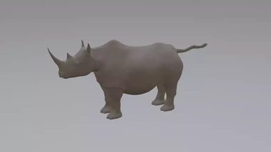 rhinocéros 3d impression modèle trio art décoration animal 3d print model - Mito3D
