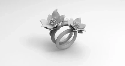 bague fleurs 3d impression modèle trio bijoux 3d print model - Mito3D