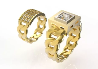 rings chain gems 3d print model printing - threeding 3d print model - Mito3D