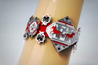russe broderie ornement remontant 3d impression modèle trio bijoux symbole 3d print model - Mito3D