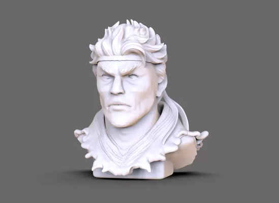 ryu buste 3d impression modèle trio mots clés sculpture statue combattant rue ken 3d print model - Mito3D