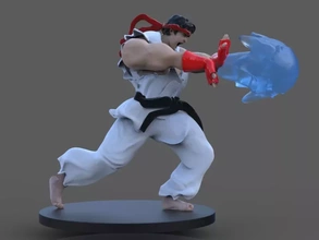 Ryu escultura 3d impressão modelo trio estátua lutador rua 3d print model - Mito3D