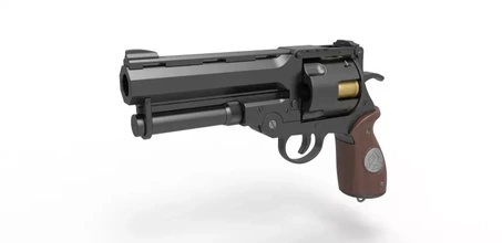 samaritano revólver película Hellboy 2004 3d impresión modelo trío juguete pistola ciencia ficción cosplay apuntalar arma fuego réplica mano 3d print model - Mito3D