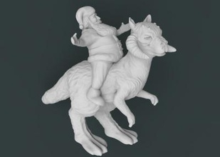 santa riding tauntaun mount art 3D printing model, file, printable design, 3d print, santa, riding, mount, star wors, art, 3d print model - Mito3D