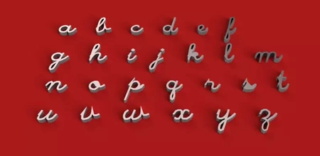 Kodlar yazı tipi küçük harf 3d harfler stl dosya baskı model üçleme dekorasyon işaret mektup alfabe 3dmodel 3dprint sembol gadget'lar Metin dil 3dletter 3dletters 3d print model - Mito3D
