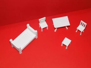 simples mobília 3d impressão modelo trio decoração boneca casa 3d print model - Mito3D