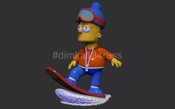 Simpsons Bart 3d Drucken Modell dreiding Kunst Kind Weihnachten Karikatur Geschenk Figuren Lisa animiert Homer Miniaturen Winter Skateboard Rakete Illustration Schlittschuh Schnee Snowboard 3d print model - Mito3D