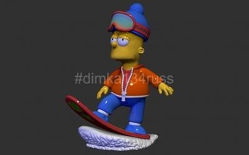 Simpsons bart brinquedos jogos passatempo homer lisa criança arte desenho animado foguete patim neve snowboard inverno Natal esquiar presente skate ilustração miniaturas estatuetas 3d print model - Mito3D