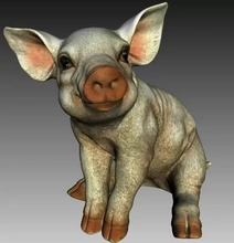 sitting piglet 3d printing model - threeding animal statue garden pig 3d print model - Mito3D