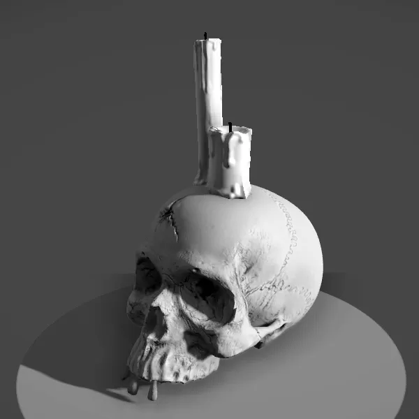 crâne bougie 3d impression modèle trio Halloween trick or treat 3D print model - Mito3D