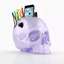 cráneo organizador 3d impresión modelo trío Arte oficina printing modelado escritorio 3ds max 3d print model - Mito3D
