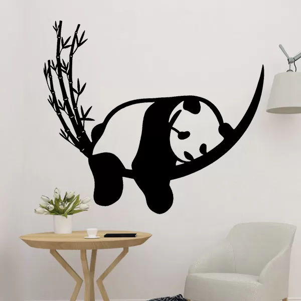 dormindo panda parede decoração 3d impressão modelo trio arte natureza animal árvore interior silhueta 2d repouso selva 3D print model - Mito3D