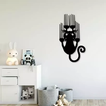 slipping cat wall decoration 3d printing model - threeding animal room decor indoor artistic silhouette profile 3d print model - Mito3D