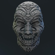 lächelnd Samurai Maske Kunst Dekor Skulptur Gesicht Spielzeug 3d print model - Mito3D