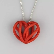 spiral heart pendant 3d printing model - threeding jewelry 3d print model - Mito3D