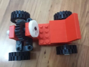 apilado bloques gigante go kart 3d impresión modelo trío coche vehiculo Lego acortar técnica 3d print model - Mito3D