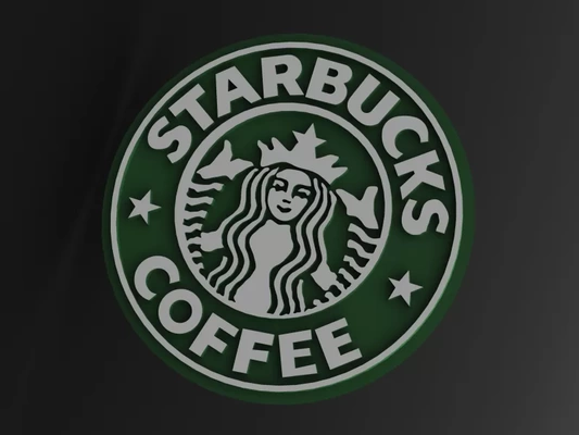 starbucks café logo surface modélisation 3d impression modèle trio mots clés personnage boisson surfaces logos haricot décoration conception sculpture 3d print model - Mito3D