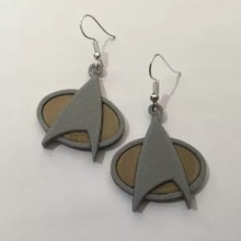 starfleet combadge earrings 3d printing model - threeding jewelry jewellery startrek scifi 3d print model - Mito3D
