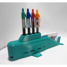 submarino plumas negocio tarjetas soporte 3d impresión modelo trío Arte militar oficina bolígrafo lápiz caso funda artilugio escritorio 3d print model - Mito3D