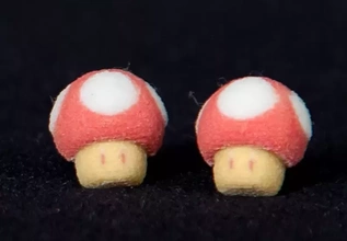super mario mushroom earrings 3d printing model - threeding game 3d print model - Mito3D