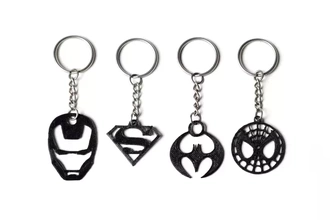 superhero keychain collection 3d printing model - threeding pendant accessories jewelry batman gadget superman spiderman iron man super hero 3d print model - Mito3D